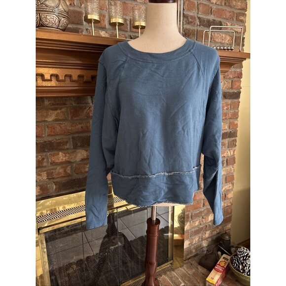 Free People Tops - Free People Movement Metti Crew Sweatshirt Size Large Blue Cropped